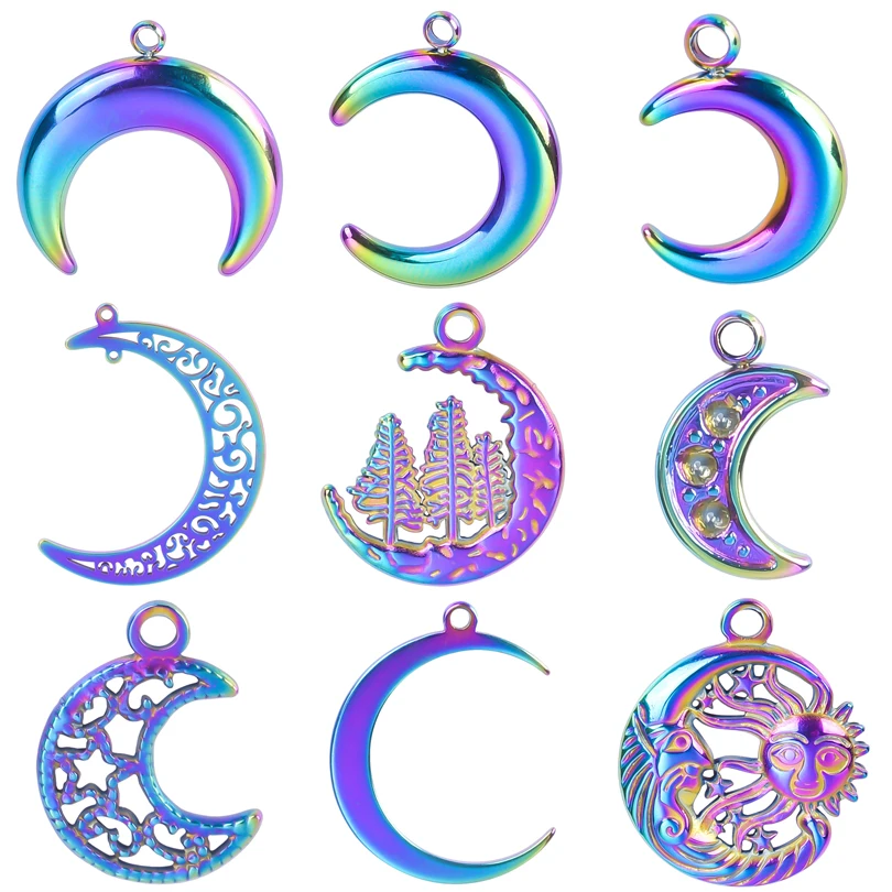 

4pcs Exquisite Moon Sun Hollow Pendant Charms For Girl Woman 316L Jewelry Making Supplies Accessories Earring Necklace DIY Gift