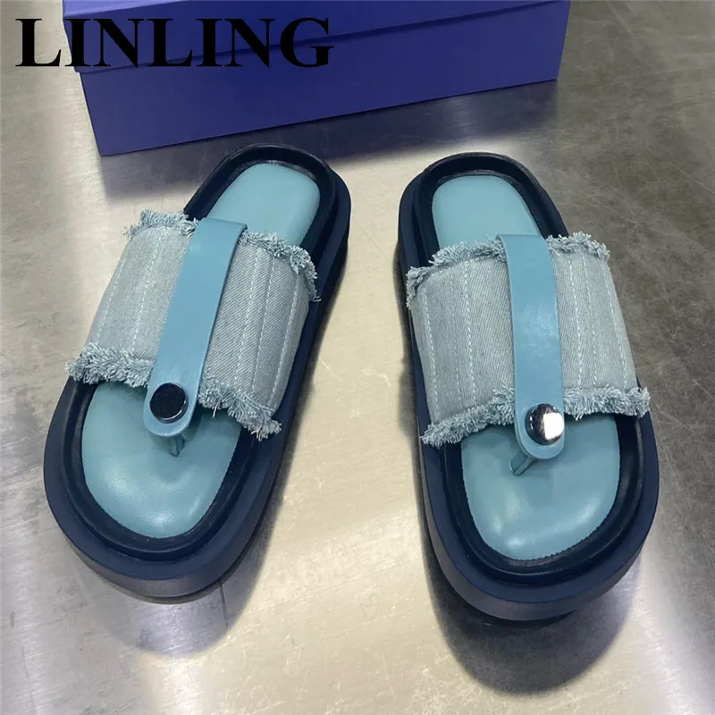 

Шлепанцы женские на платформе, повседневные сандалии на толстой подошве, дизайнерские, летняя Уличная обувь, сланцы, 2023