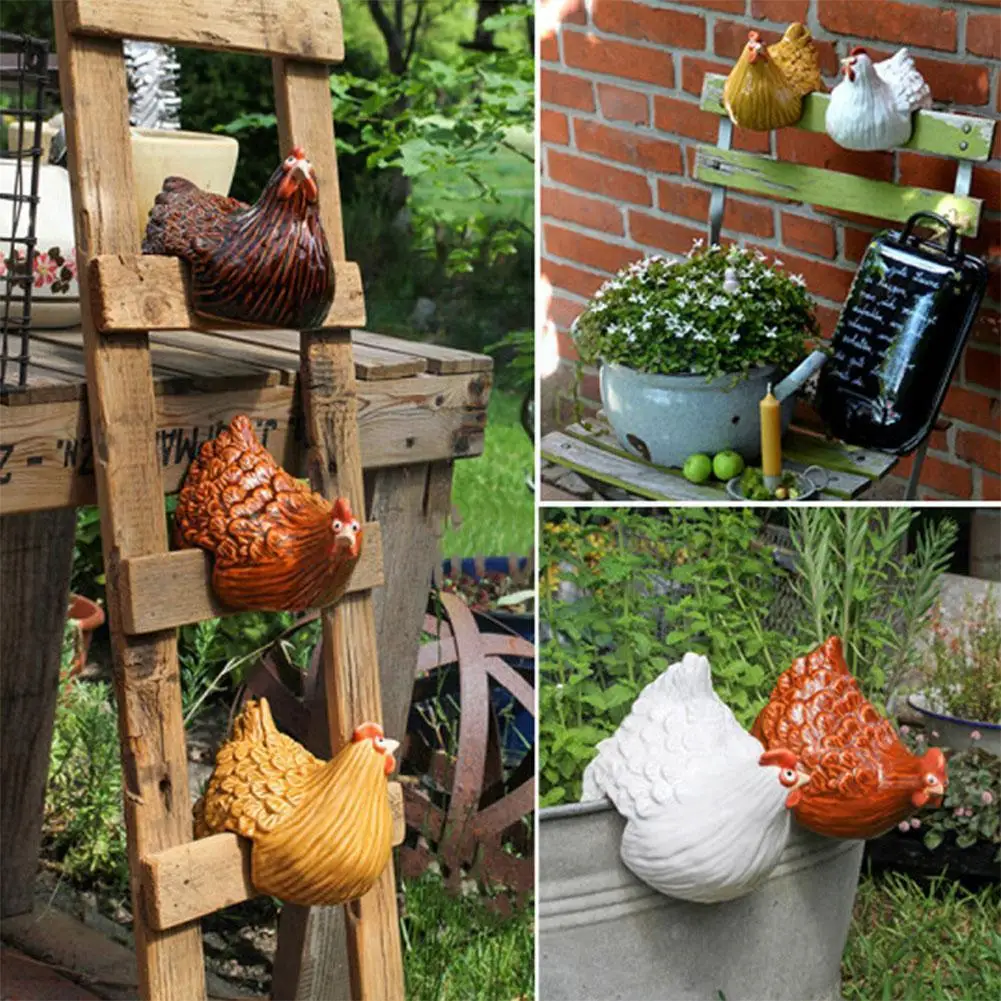 

Funny Chicken Statues Farm Art-backyard Garden Decoration Easter Art Décoration Chicken Ornament Courtyard Sculptures Decor P0h1