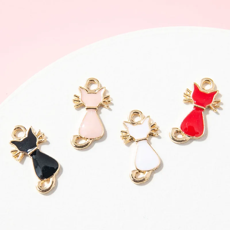 

10Pcs Gold Plated Enamel Cat Charm Pendant for Jewelry Making Bracelet Women Necklace Earrings Accessories Findings DIY Craft