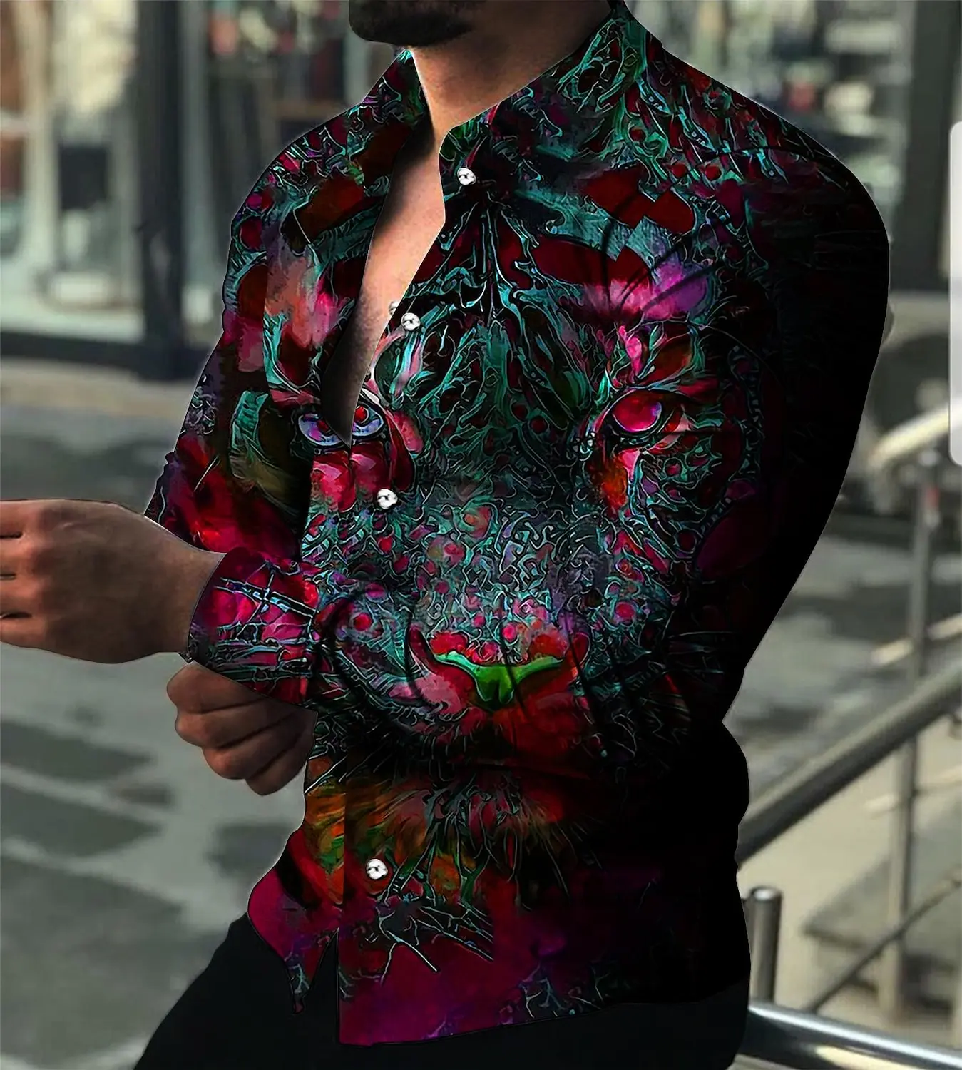 2022 Spring Men's Printed Hawaii Casual Shirts Brand Streetwear Men's Clothing Cardigan High-End Long Sleeve Dress Shirt