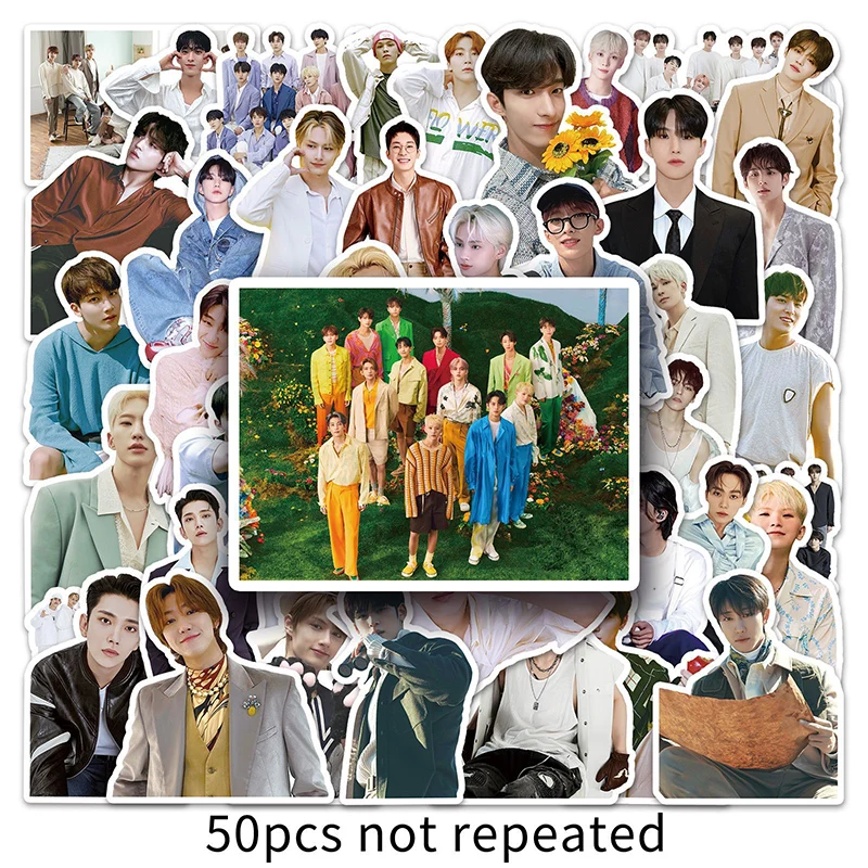 

50PCS Korea Boy Band Seventeen Stickers Car Adult Speaker Luggage Phone Tablet iPad Guitar Waterproof Kpop Sticker Gift Toys