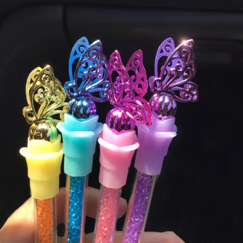 

1 Pcs Novelty Sweet Butterfly Crystal Cute Pen Creative Student Black Signing Gel Pen Escolar Stationery Office School Supply