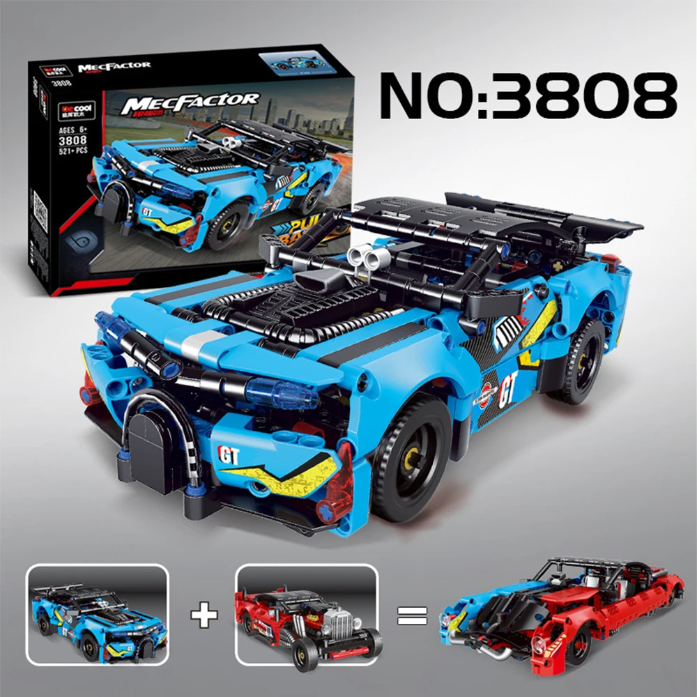 

Creative Expert High-tech City MecFactor 3808 521 PCS Pull back car 488 RSR Moc Modular brick Model Building Block Toy