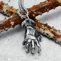 devils hand necklace stainless steel zombie bandage hands punk rock men pendant chain retro for friend biker party jewelry gift