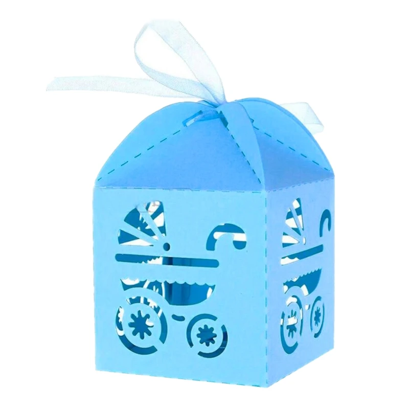 Es Packaging Cookie Candy Wrapping For Baby Shower Birthday Party Children's Holiday Laser Stroller Box With Ribbon