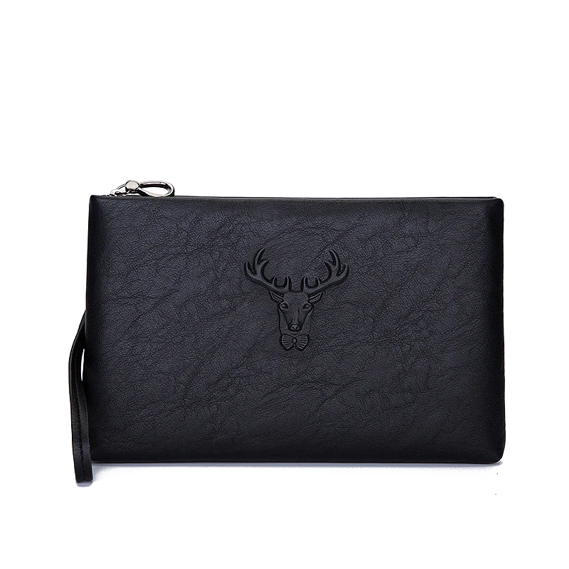 Fashion Solid PU Leather Deer Head Pattern For Men Handheld Bag Envelope Card Bag Sacoche Homme Bolso Hombre Designer Luxury Bag