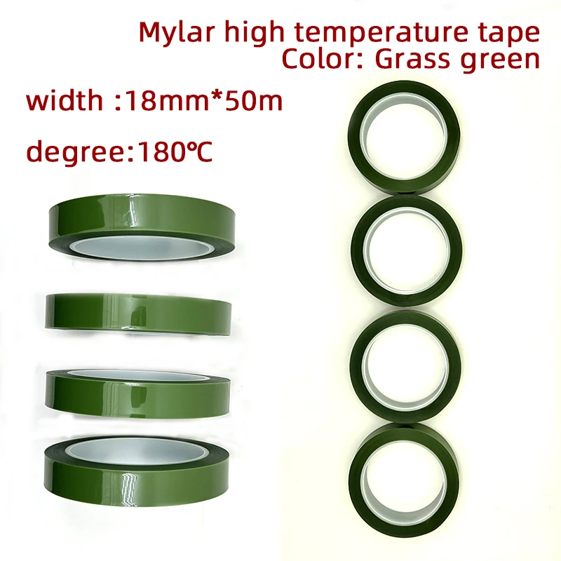 

Mylar tape High temperature resistant tape 18mm*50m grass green Flexible circuit plate (FPC) temporary fixation