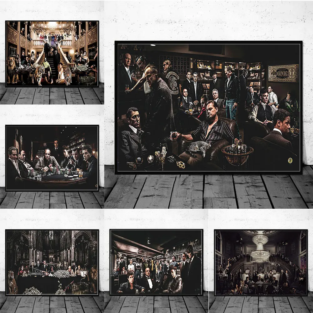 

Classic Movie Legends Gangsters Poster and Print Canvas Wall Painting Art Godfather Character Picture For Living Room Home Decor