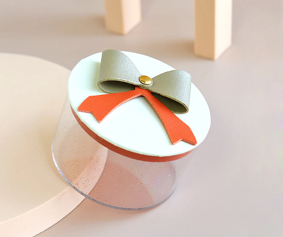 Креативная прозрачная Цилиндрическая Коробка для конфет кожаные свадебные