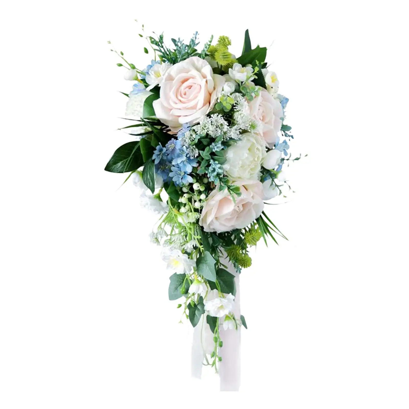 

Wedding Bride Hand Bouquet 50x25cm with Ribbons Artificial Flowers for Wedding Ceremony Valentine'S Day Decorations Centerpiece