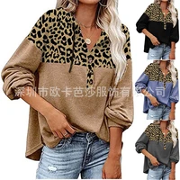 2022 autumn and winter womens new shirt printing stitching loose thickened fleece sweater women