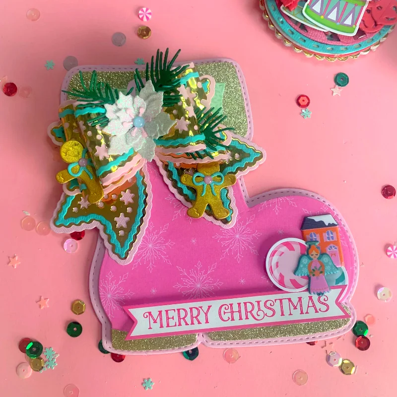 Мини-альбом Santa Boot металлические штампы для скрапбукинга своими руками бумажные