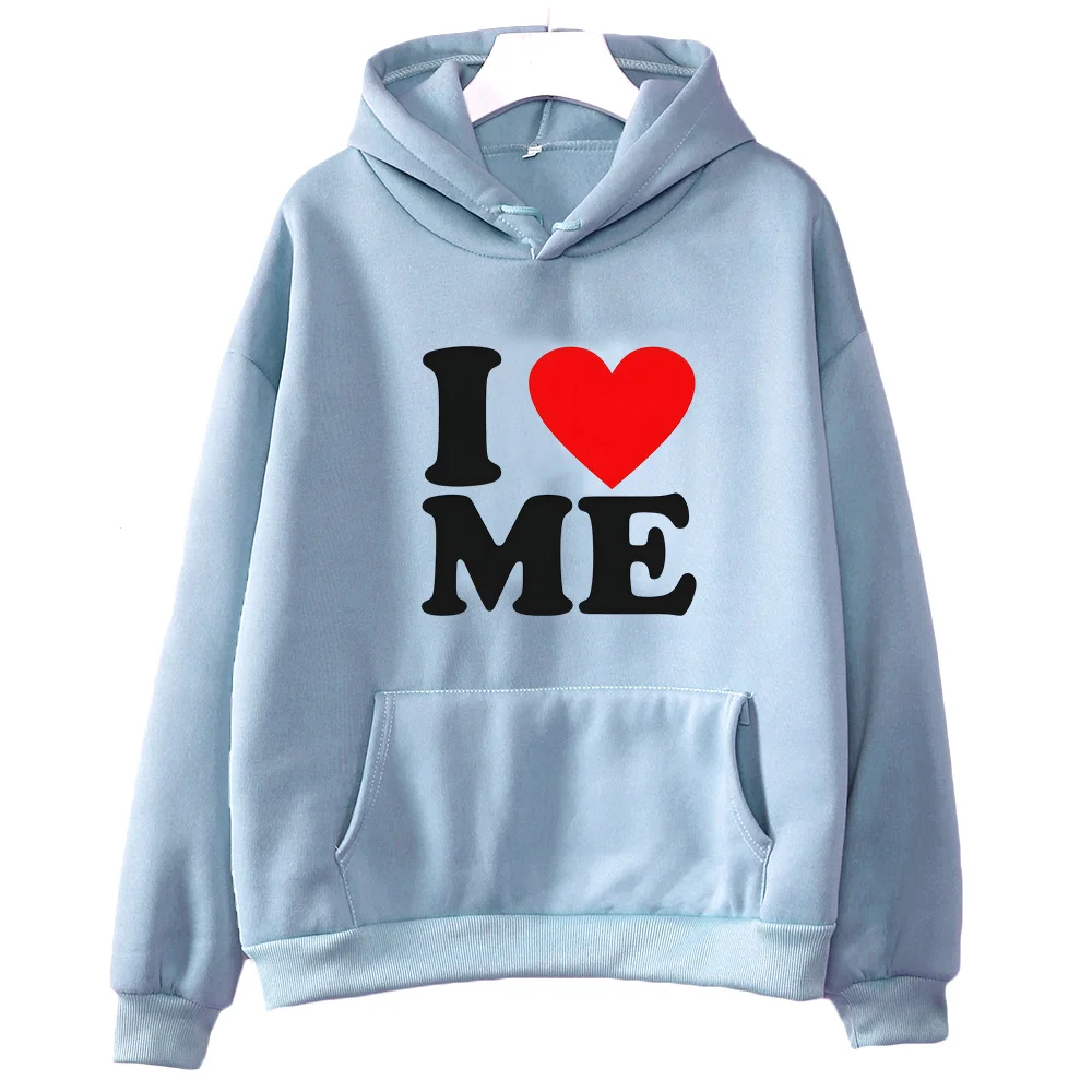 Толстовки с принтом I Love Me распространенные повседневные топы длинным рукавом