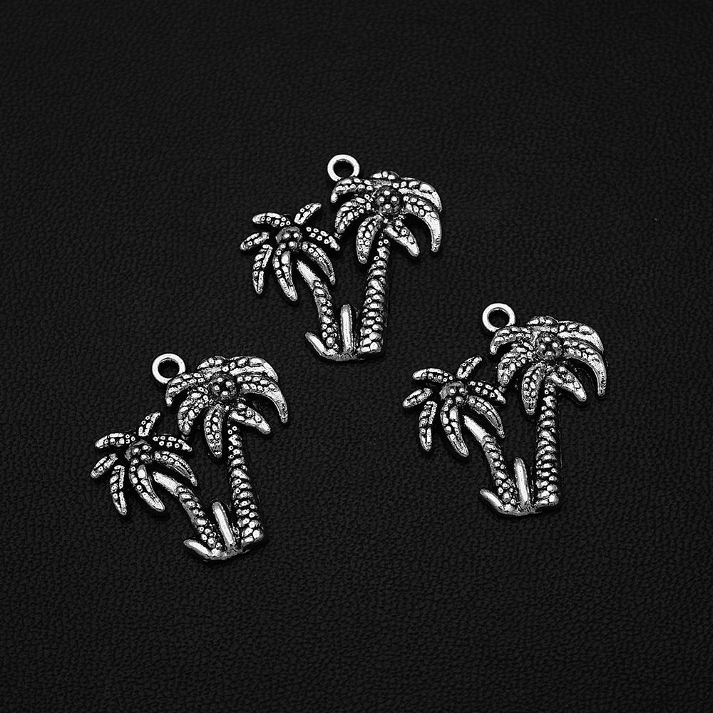 

15pcs/Lots 20x22mm Antique Silver Plated Coconut Tree Charms Beach Summer Pendants For Diy Creation Jewelry Making Accessories