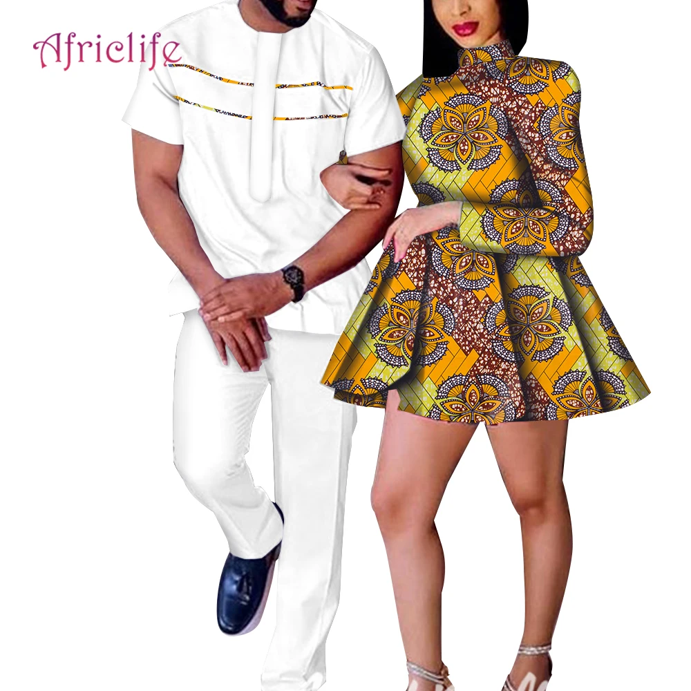 

Африканская парная одежда, наряд для традиционной свадьбы, платье Дашики с принтом для влюбленных, мужской костюм и Женская юбка WYQ772