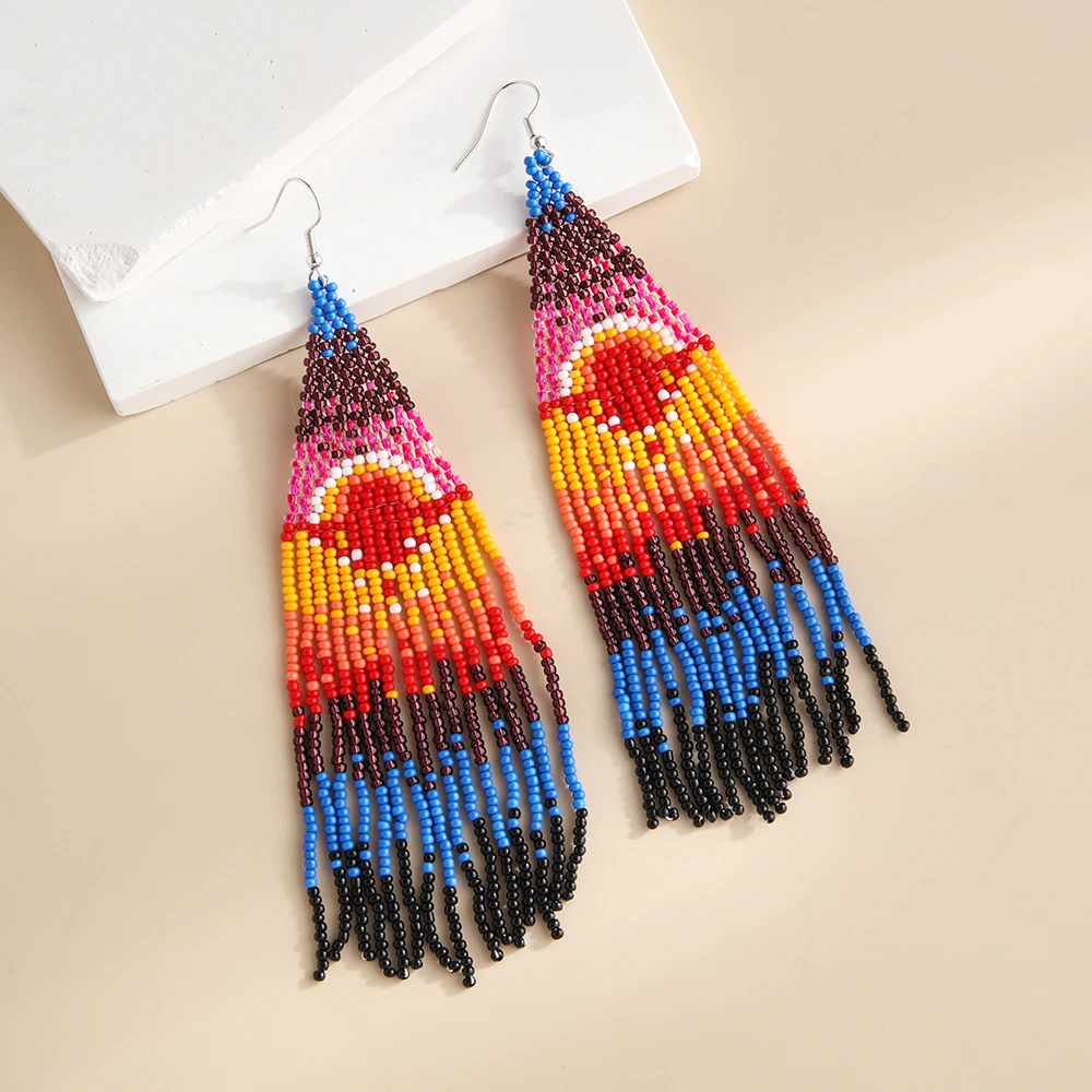 Серьги-подвески с изображением восхода Солнца и Луны