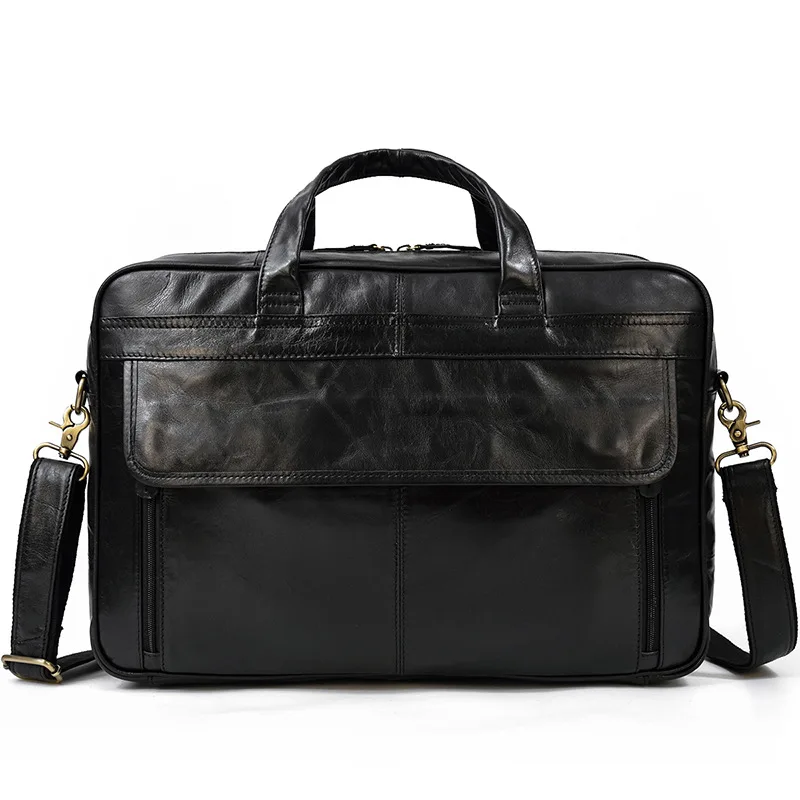 Vintage Business Handbag Men Genuine Leather Laptop Bag Cowhide Administrative/Lawyer Business Work Bag For Men Messenger Bag