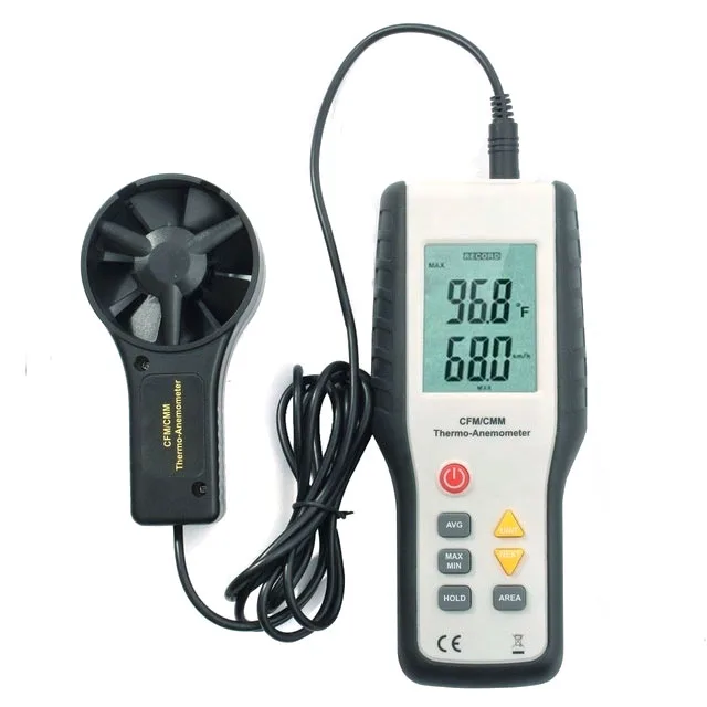 

HTI HTI Professional Wind Speed Air Flow Temperature Digital Anemometer Instrument Air Volume Direction Humidity Data Hold