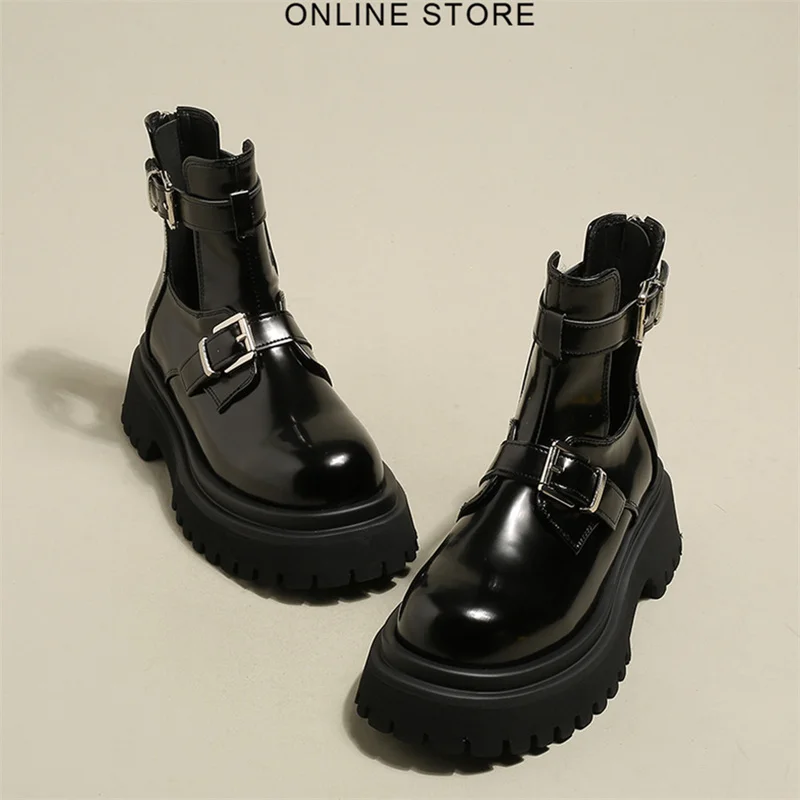 Thick Soled Sweet Cool Martin Boots Women's  Thin Shoes 2022 New High Boots Ins British Style Spring And Autumn Single