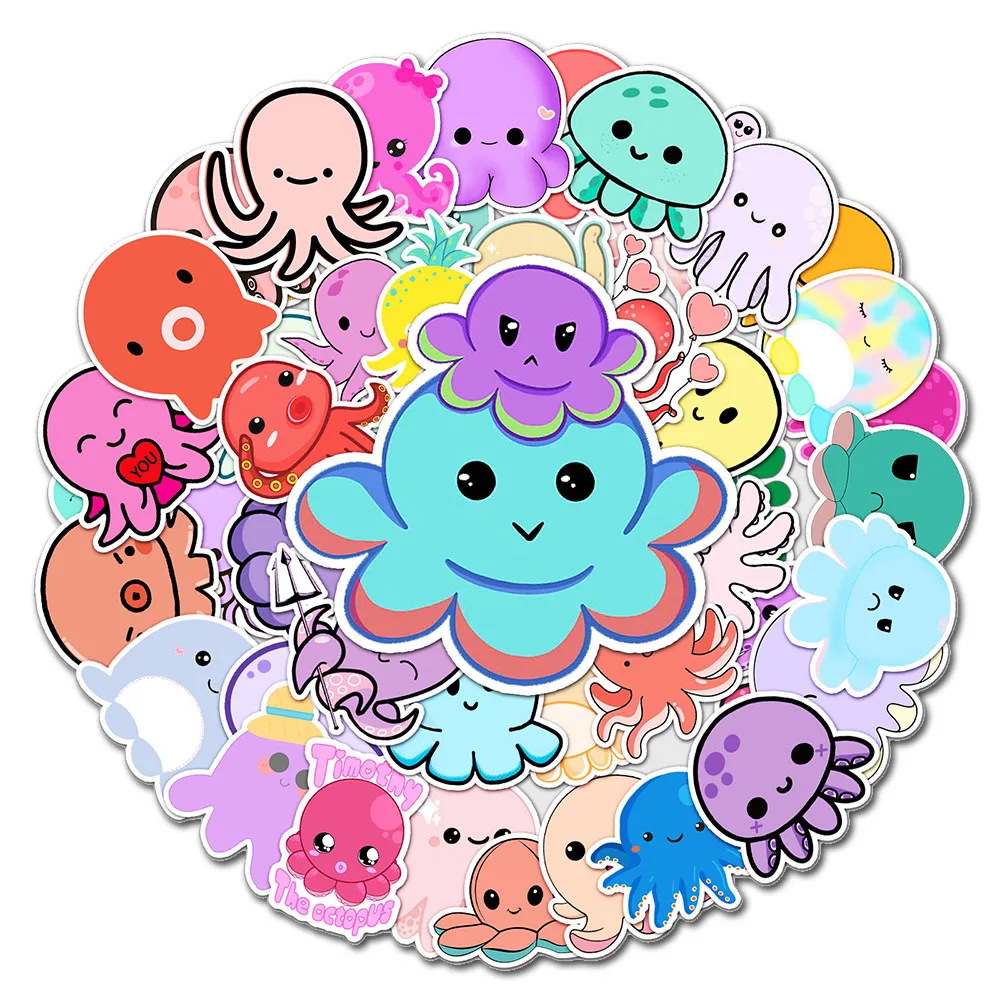 

10/30/50PCS Cartoon Cute Octopus Stickers Kids Toy PVC Decals Waterproof DIY Fridge Phone Guitar Skateboard Funny Sticker Gift
