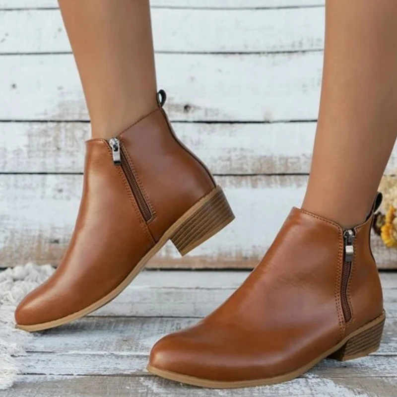 2022 New Side Zipper Design  Point Toe Chunky Heeled Chelsea Boots Women Elegant  Heels Boots Fashion Ankle Boots Casual Shoes