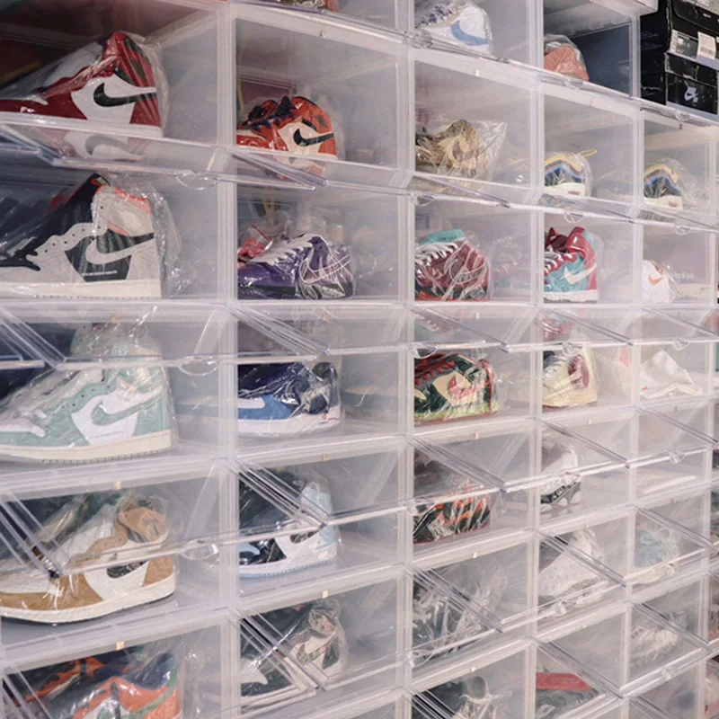 

6pcs/Set Transparent Shoe Boxes Sneakers Collections Display Case Dust-proof Crates Footwear Organizer Footwear Closet US UPS
