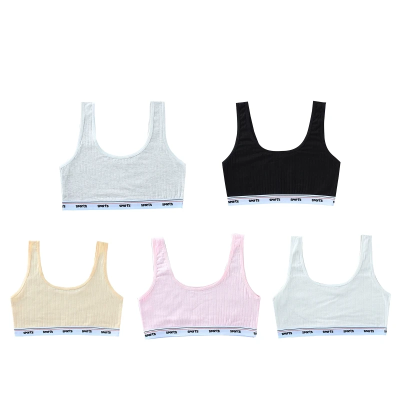 

Wide Strap Young Girls Bra Breathable Underwear Lingerie Teens Training Bra Vest Teenage Puberty Undercloth for Children QX2D