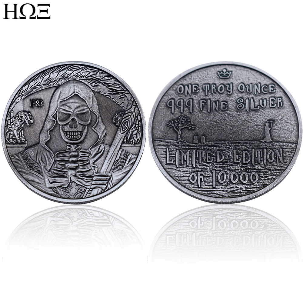 

Монета для Хэллоуина Мрачный Жнец вызов античное серебро рельефное украшение для рукоделия коллекция монет памятная монета подарок на Хэл...