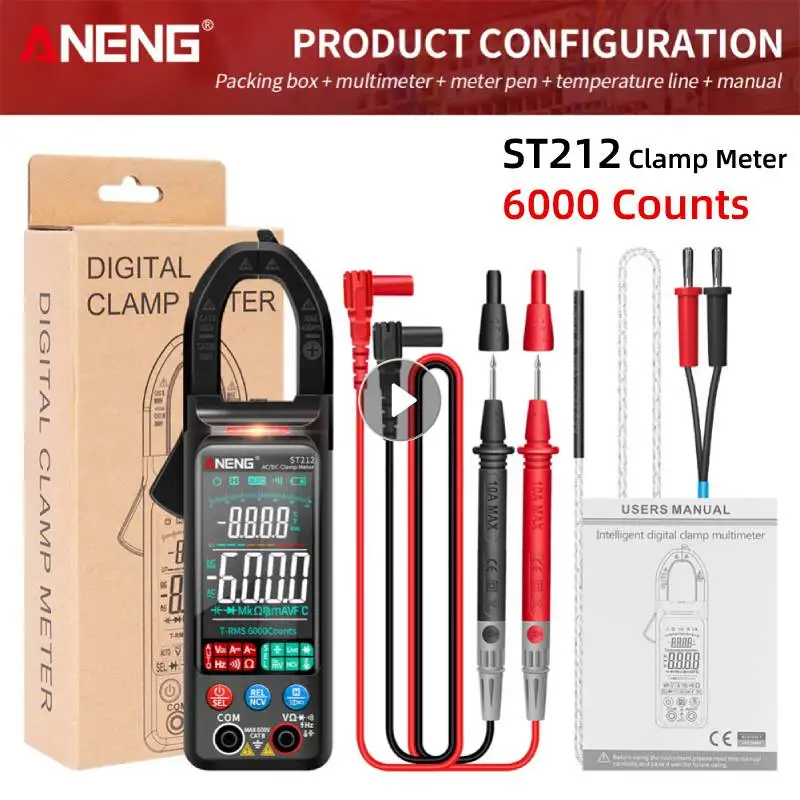 

ANENG ST212 6000 Counts Digital Clamp Meter AC Current Multimeter Ammeter Voltage Tester Car Amp Hz Capacitance NCV Ohm Tool