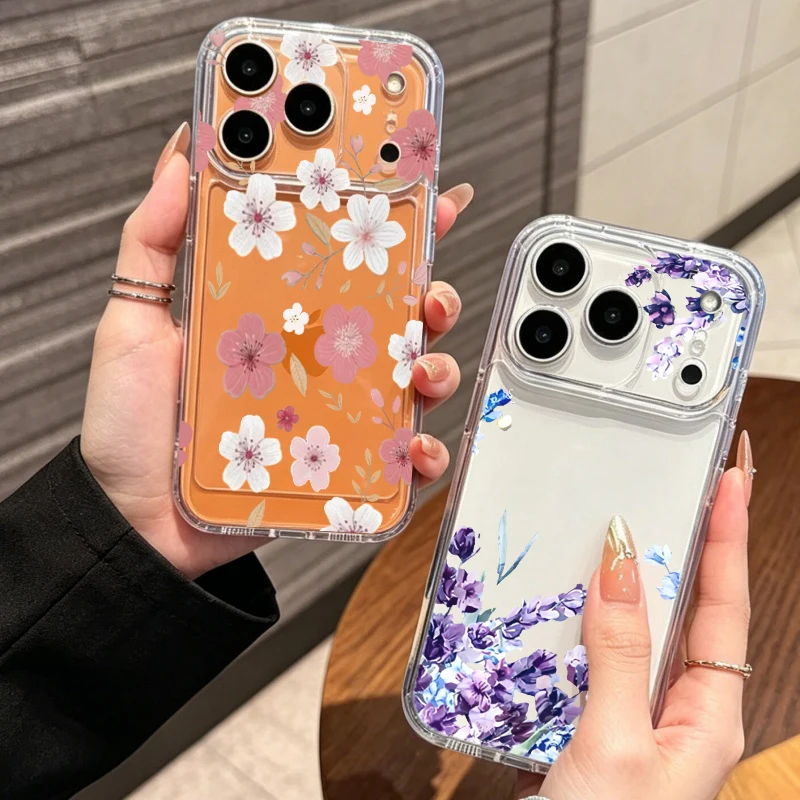 Фото Роскошный цветочный чехол Y2K для iPhone 17, 16 Pro Max, 11, 15, 12, 14 Plus, 13 Mini, 17 Air, 16E – Прозрачный противоударный чехол с цветочным узором №1