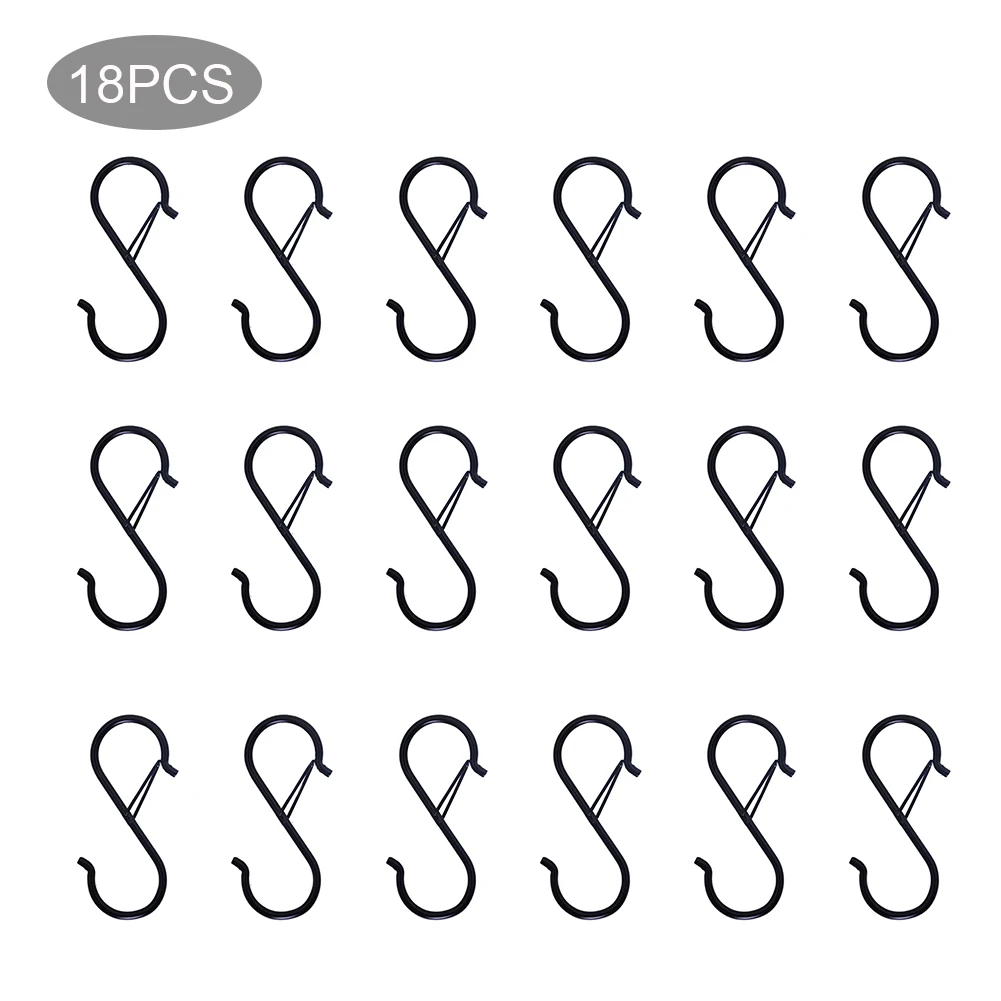 

18pcs Indoor Hanging Storage S Shaped Hook Home Office Drilling Free Heavy Duty Bedroom Birdfeeder Hanger Clothes Hat Clothing