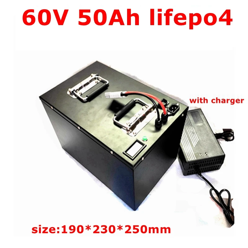 

BLN 60V 50AH lifepo4 batteria BMS 80A 3000w 4800W litio bateria per scooter Inverter EV bici triciclo caravan + caricatore 10A