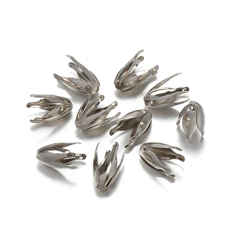 Золотые металлические бусины-колпачки цветы 100 шт