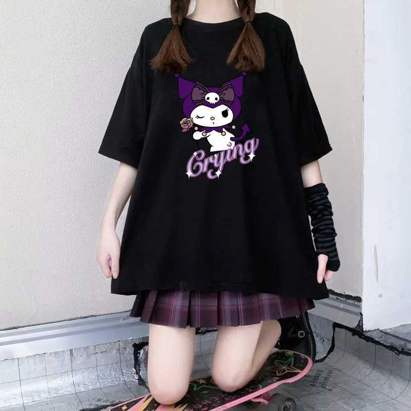 

Новинка, Милая футболка с коротким рукавом Sanrio Kuromi, женская, универсальная, подарок на день рождения, подарок для девушки, игрушки для девочк...