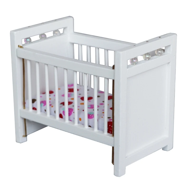 

1:12 Dollhouse Miniature Wood Bed Bedroom Simulation Furniture Model Mini for Doll Bed Children's Room Dollhouse Furnitu
