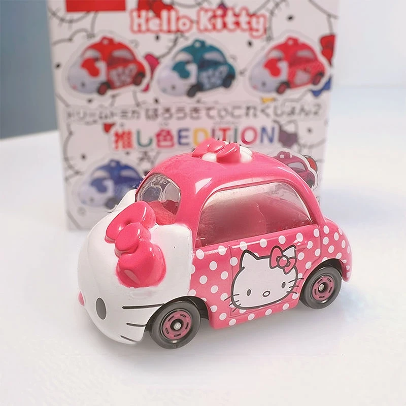 

Alloy Car KT Cat Hello Kitty TAKARA TOMY Kawai Action Figure Simulation Cars Metal Model Collection Miniaturas De Carros Gifts