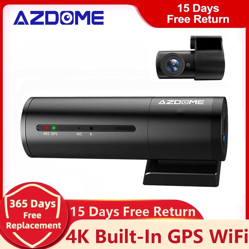 AZDOME M300S 4K Dash Cam Dual Lens UHD Recording Car Camera DVR Night Vision WDR Built-In GPS Wi-Fi G-Sensor Motion Detection