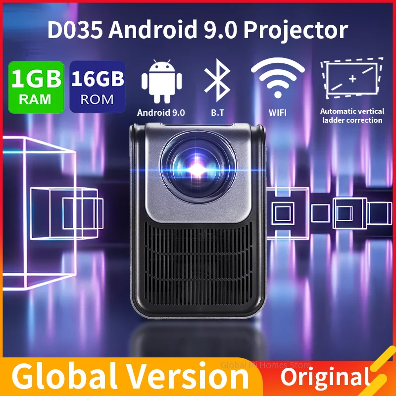 

Tflag D035 Projector 4K Full Hd 1080p Android 9.0 Mini Wifi 2.4G/5G 1+16GB 150Ansi Portable Projector for Office Home Theater