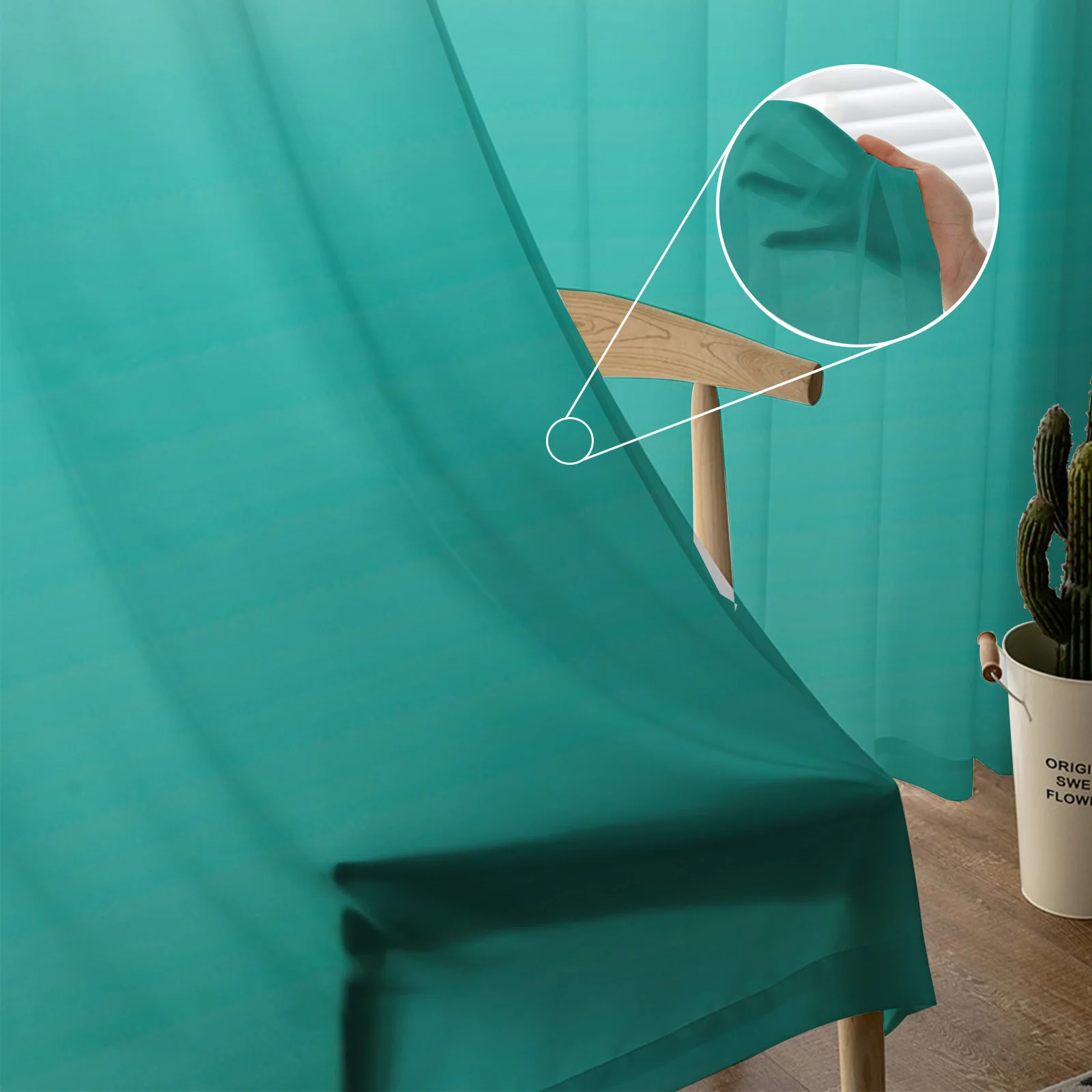 Тюль с голубым бирюзовым градиентом прозрачные Занавески для гостиной спальни