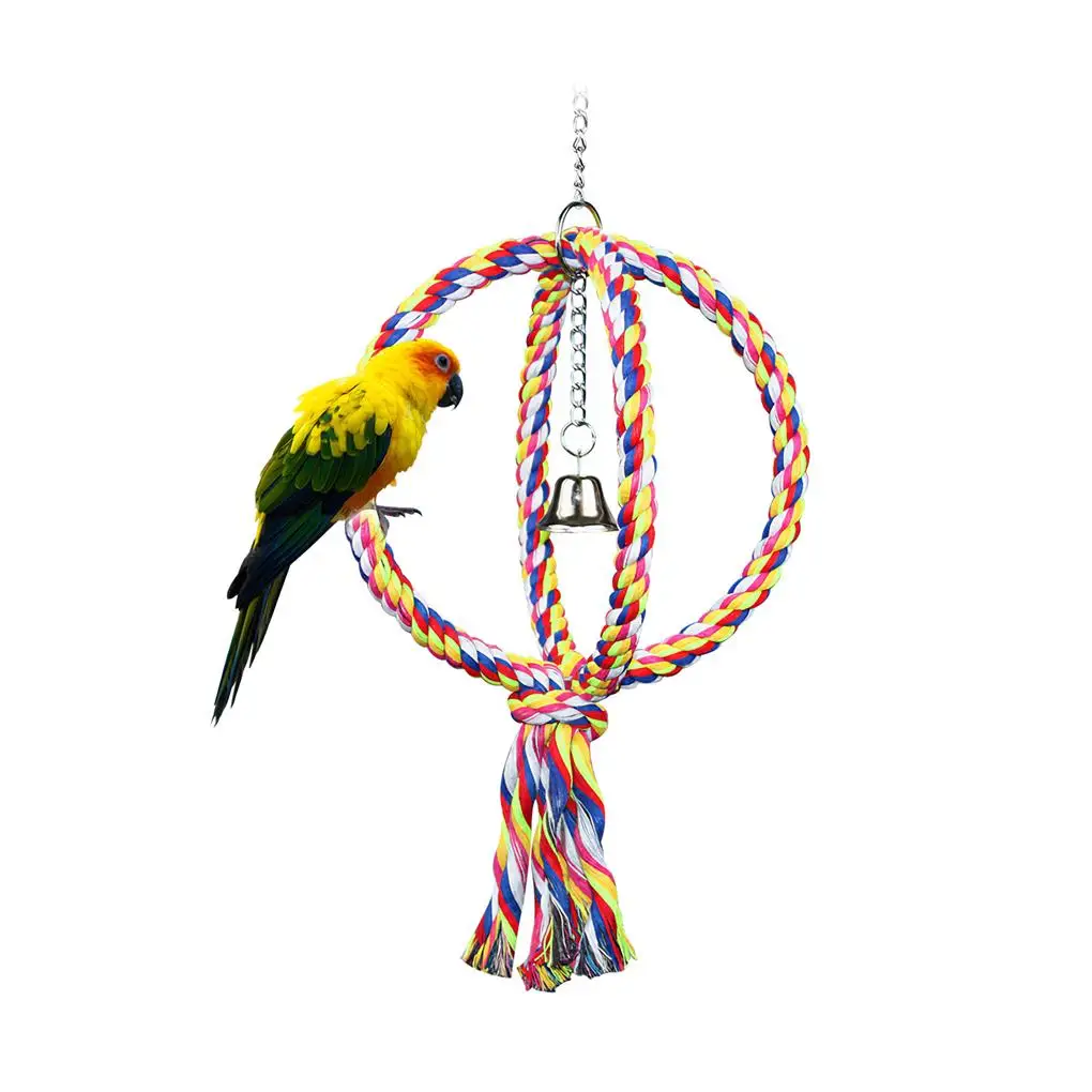 

Bird Climbing Ring Toy Round Circle Ring Cotton Rope Toy Bite Resistant Cotton Rope Swing