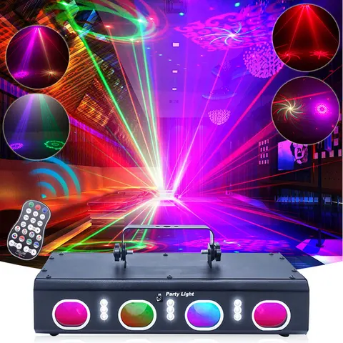 3D RGB 4 линзы, 9 лампочек, лазерный луч, проектор для диджея, лампа для дискотеки, танцевальный RGB-проектор DMX, украшение для дня рождения, сценическая лампа с эффектом освещения F12D3