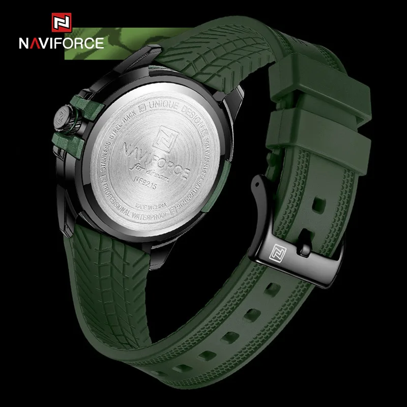 NAVIFORCE новые мужские кварцевые часы силиконовый ремешок водонепроницаемые