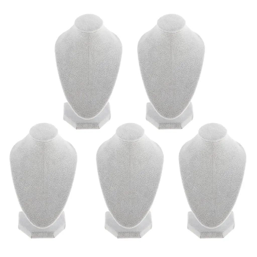 

Lots 5 White Velvet Necklace Bust Display Shop Pendant Chain Jewelry Stand