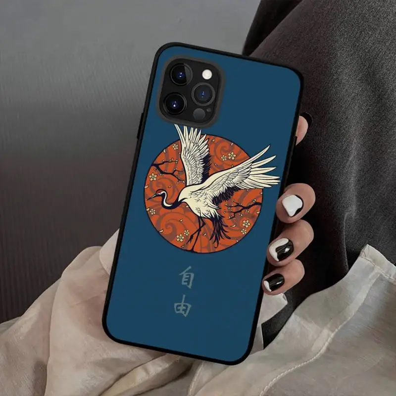 Чехол Crane в китайском стиле для телефона iPhone 13 12 mini 11 pro Xs max Xr X 8 7 6 6s Plus - купить по