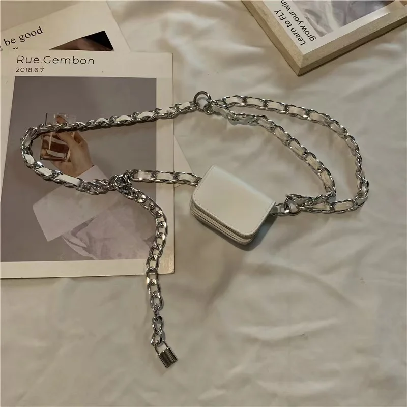 

B38 New Chain Small Bag Belts For Women Buckle Strap Belt Shoulder Bag Phone Pouch Waist Bags Fashion Leather Hasp Handbags