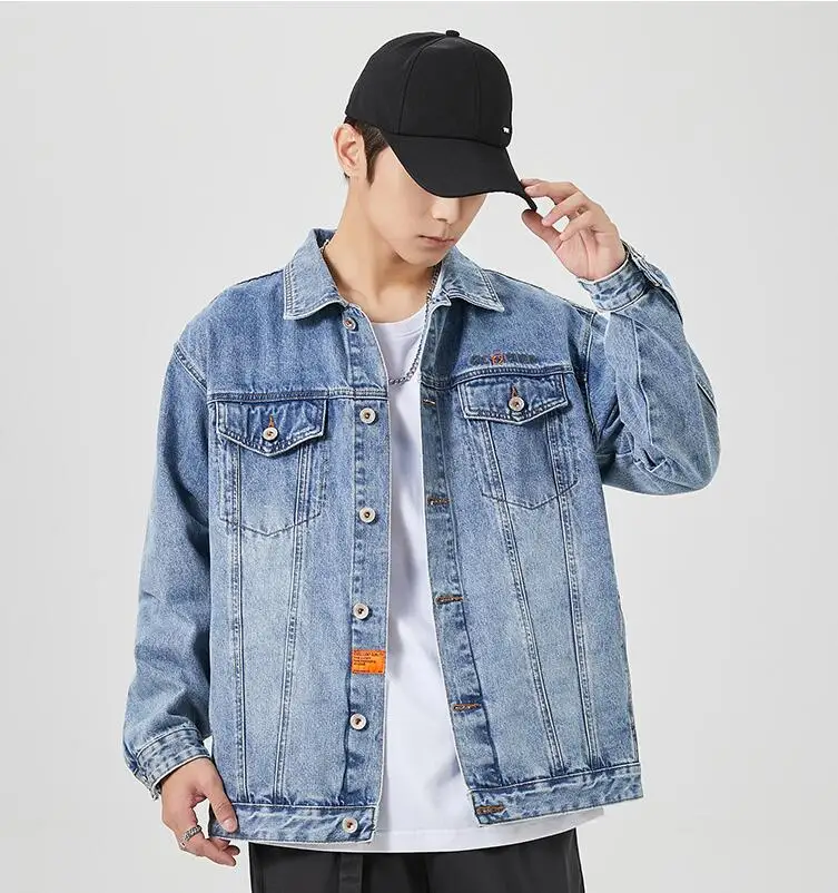 

autumn denim jackets for men jacket winter loose washing blue jeans jacket coat vestes jaqueta masculina