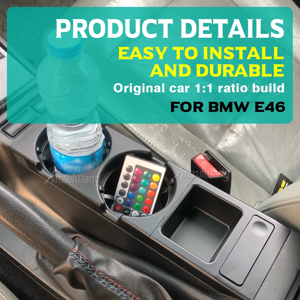 

New Double Hole Car styling Front Center Console Storage Box Coin + Cup Holder For BMW E46 Series 1999-2006 51168217953