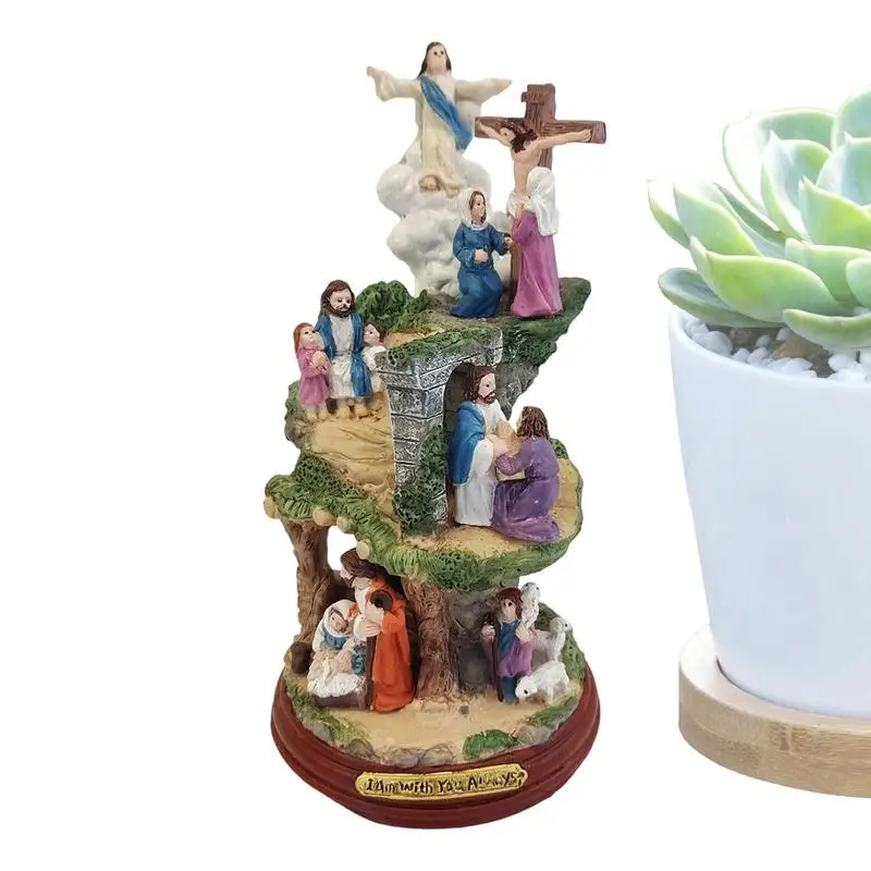 

Jesus Christ Statue Easter Nativity Scene With Cross And Lamb Resin Jesus Christ Scene Sculpture For Bedroom Dining Table