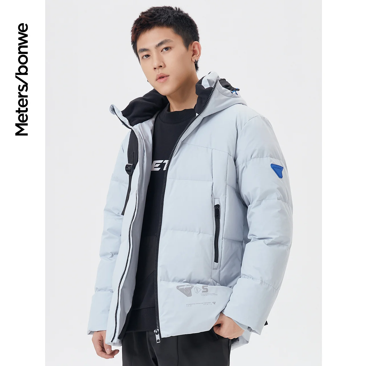 Metersbonwe Down Jacket Men Winter Back Printed Mid-length Hooded Down Coat Male Brand Loose Outerwear Fashion Warm Coat New